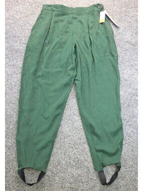 Vintage I.C. Isaacs Stretch Check Stirrup Pants 14P Green 90s Festival Country
